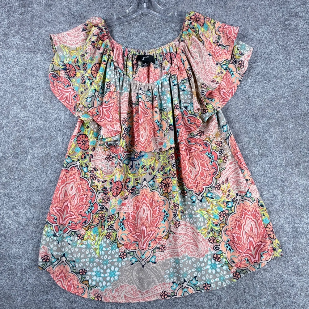 GNW Women's Boho Floral Paisley Ruffle Layered
Blouse Top Size M Medium Festival